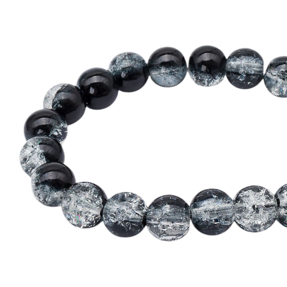 Бусины стекло ⌀8 мм, кракле, 46 шт, Astra&Craft, SY 33 градиент прозрачный/черный, 1301138