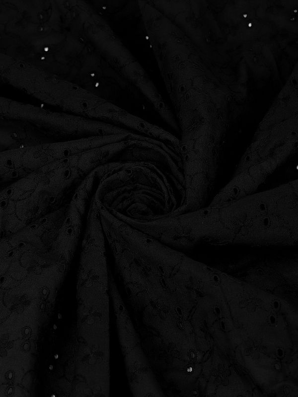 Ткань шитьё (прошва) 100 г/м², 150 см / 2 метра, TBY.Emb.8067.25, 25 черный