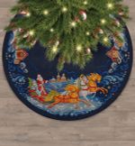 Набор для вышивания нитками Panna PR-7445, Юбка для новогодней ёлки. Тройка, 102х102 см