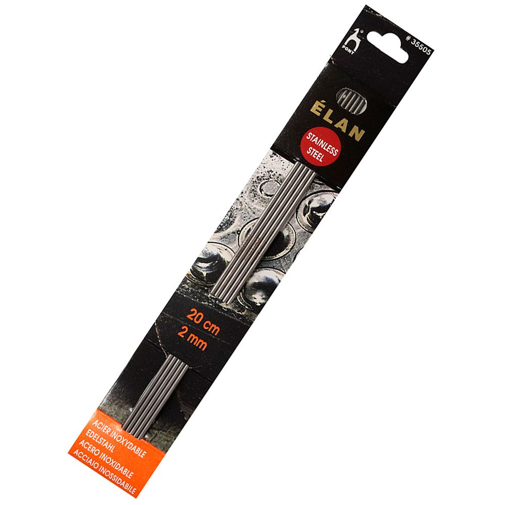 Спицы чулочные Pony Elan ⌀2,0 мм, 20 см, сталь, 5 шт