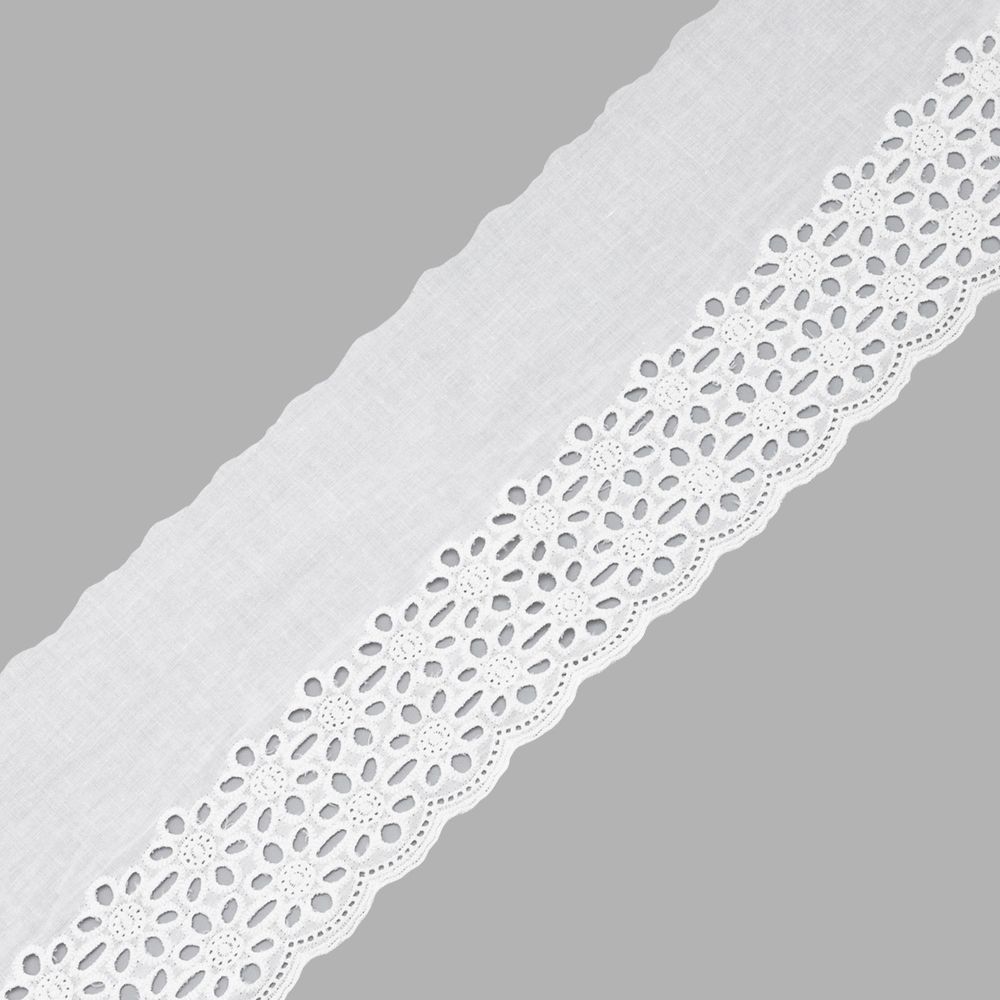 Кружево шитьё 125 мм / 13.7 метров, хлопок, (белый), 3AR2352