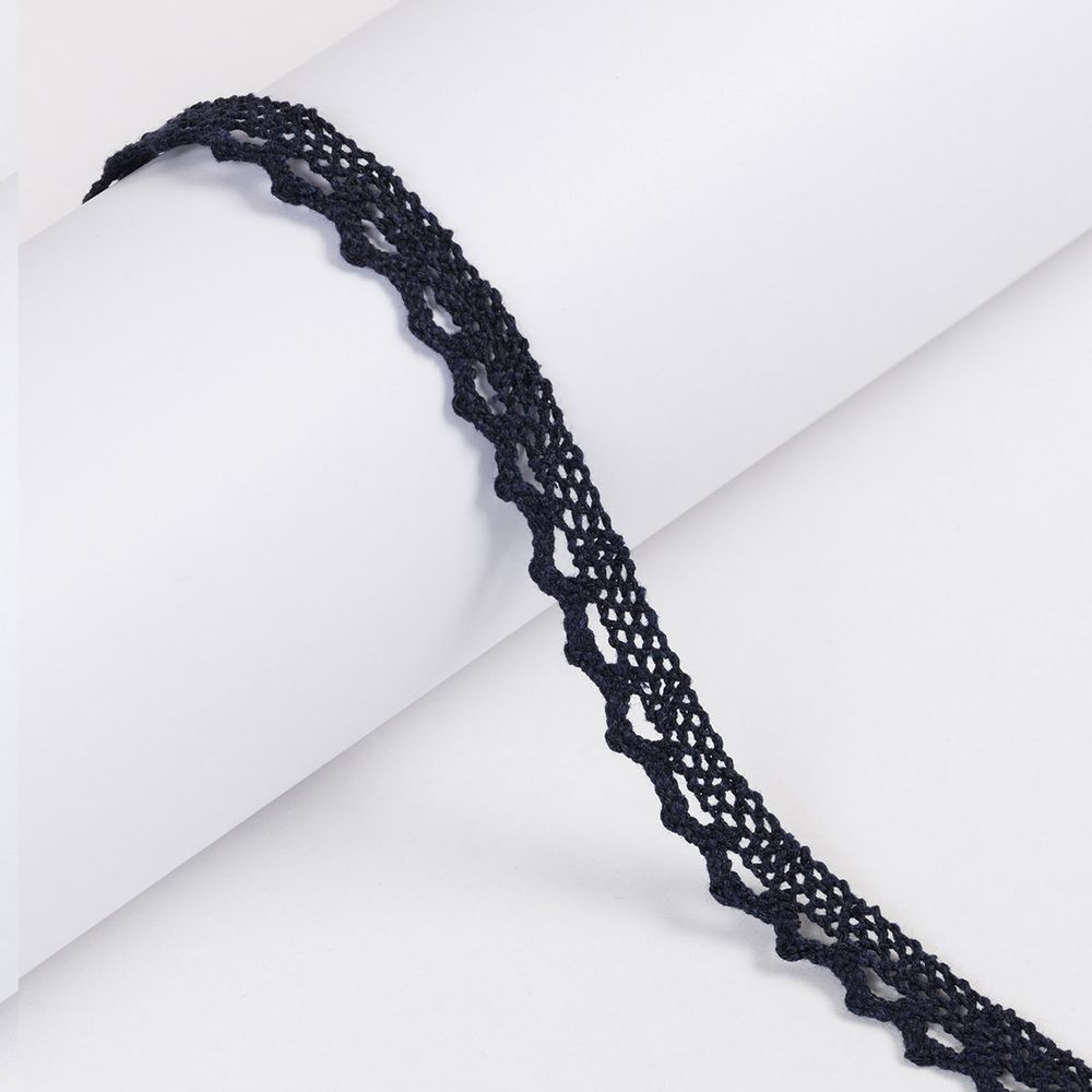 Кружево вязаное (тесьма) 10 мм / 25 метров, т.синий, Gamma С3749Г17 (рис.10.01.075)