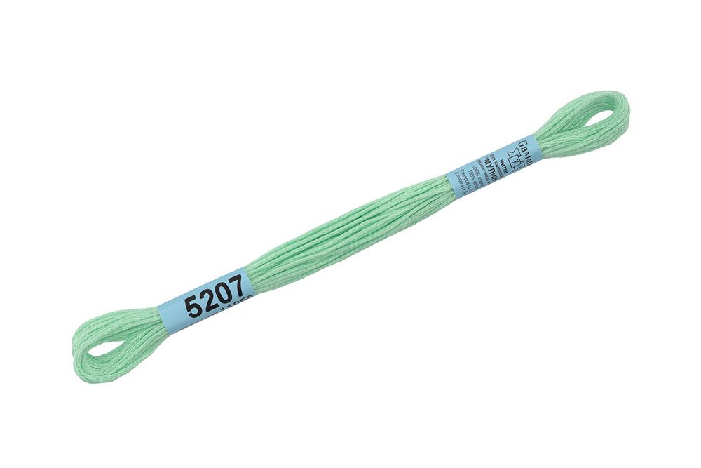 Мулине Gamma 100% хлопок, цв.5207 св.мятный, 24 мотка по 8 метров