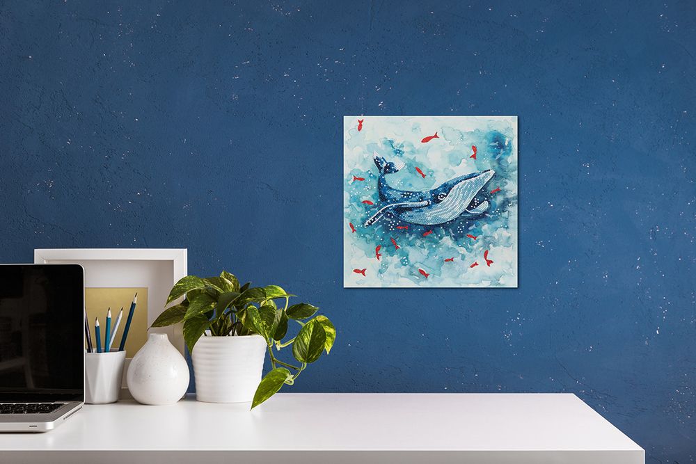 Алмазная (кристальная) мозаика Фрея, постер Кит и рыбки, 30х30 см