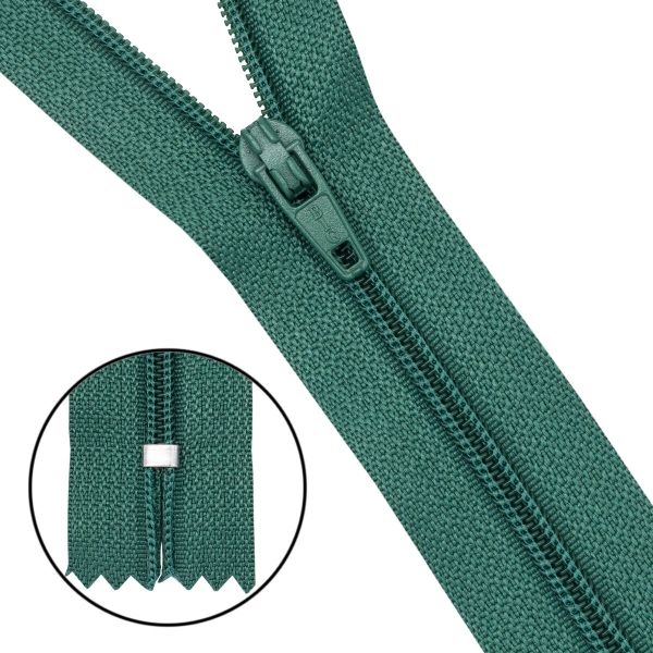 Молния спираль (витая) Т3 (3 мм) 1 зам., н/раз., 20 см, автомат, т.зел, 30106, 10 шт