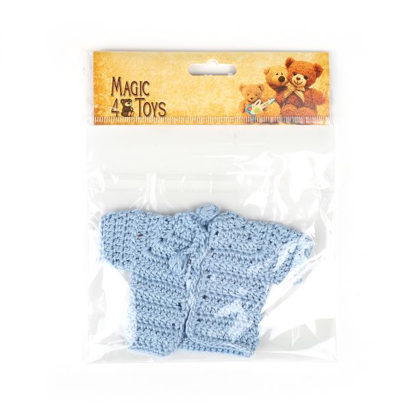 Кофта вязаная мини (ручная вязка), ширина 6см длина 8см рукав 3,5см цв.голубой