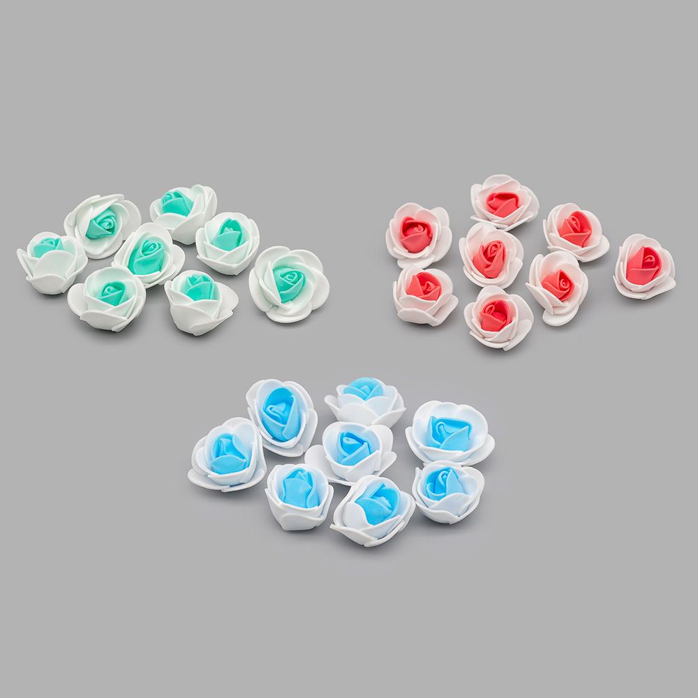 Цветочек-розочка из фоамирана 38 мм, микс №3, 3 цвета, 24 шт