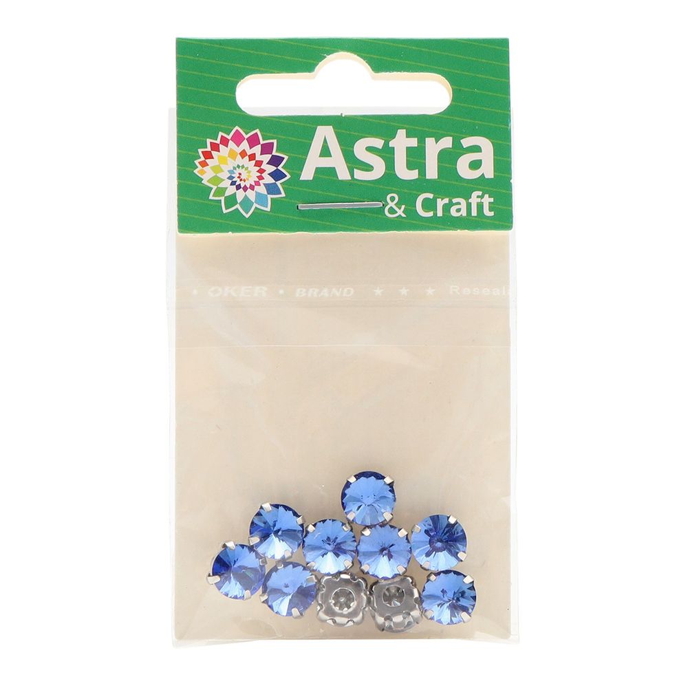 Хрустальные стразы в цапах круглой формы, сапфир 8 мм, 10 шт. Astra&Craft, РЦ014НН8