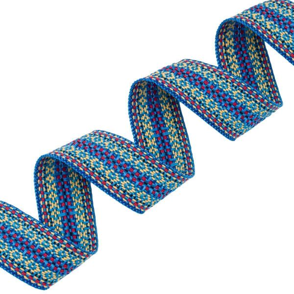 Лента (тесьма) жаккардовая 30.0 мм / 25±1 метров, х/б рис. 9871, синий/красный/черный/желтый, С3881Г17