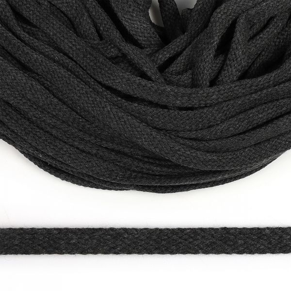 Шнур плоский плетеный х/б ⌀15.0 мм / 50 метров, турецкое плетение TW, 031 т.серый