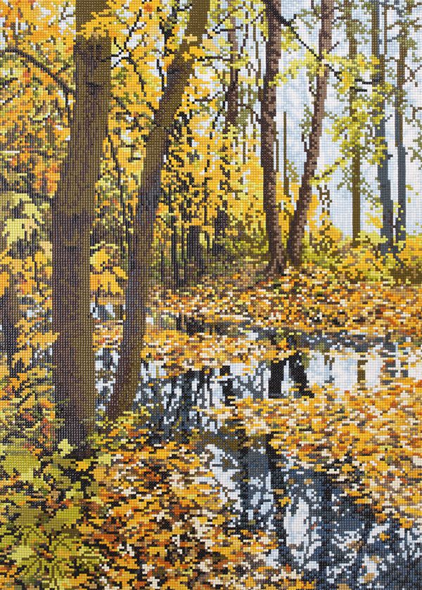 Алмазная (кристальная) мозаика Фрея, Осенний пейзаж, 54х38,5 см