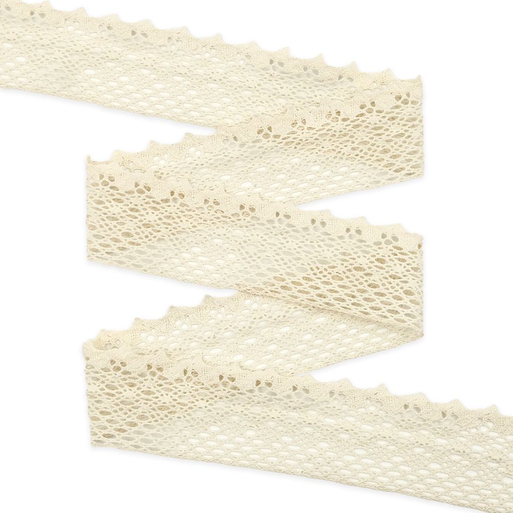 Кружево вязаное (тесьма) хлопковое 55 мм / 25 метров, рис.55.01.180 (суровый) С3749Г17