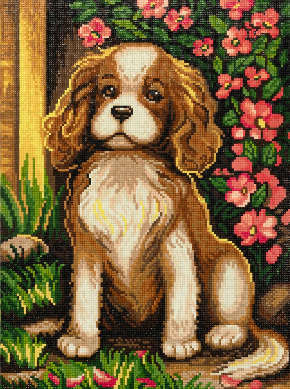 Алмазная (кристальная) мозаика Фрея, Щенок на солнце, 30х40 см