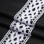 Кружево вязаное (тесьма) 60 мм / 25 м, бел, двухстороннее
