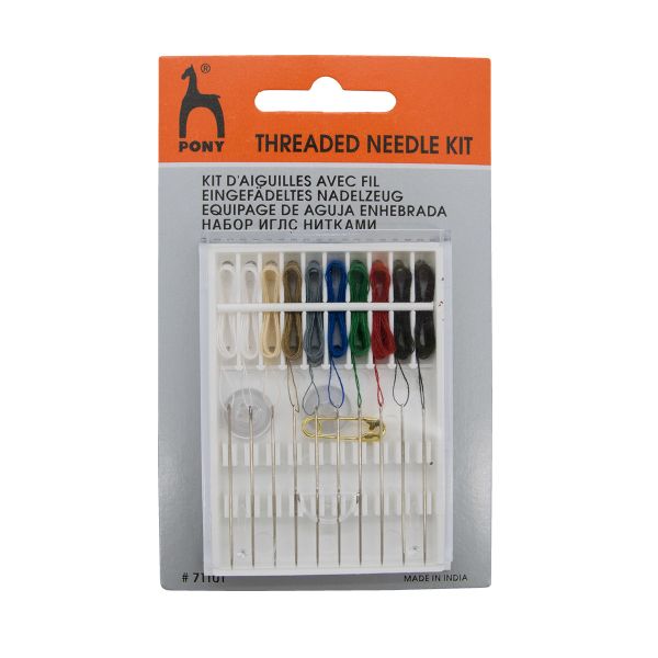 Иглы ручные с нитками, 10 игл, 2 пуг, 1 бул, Pony