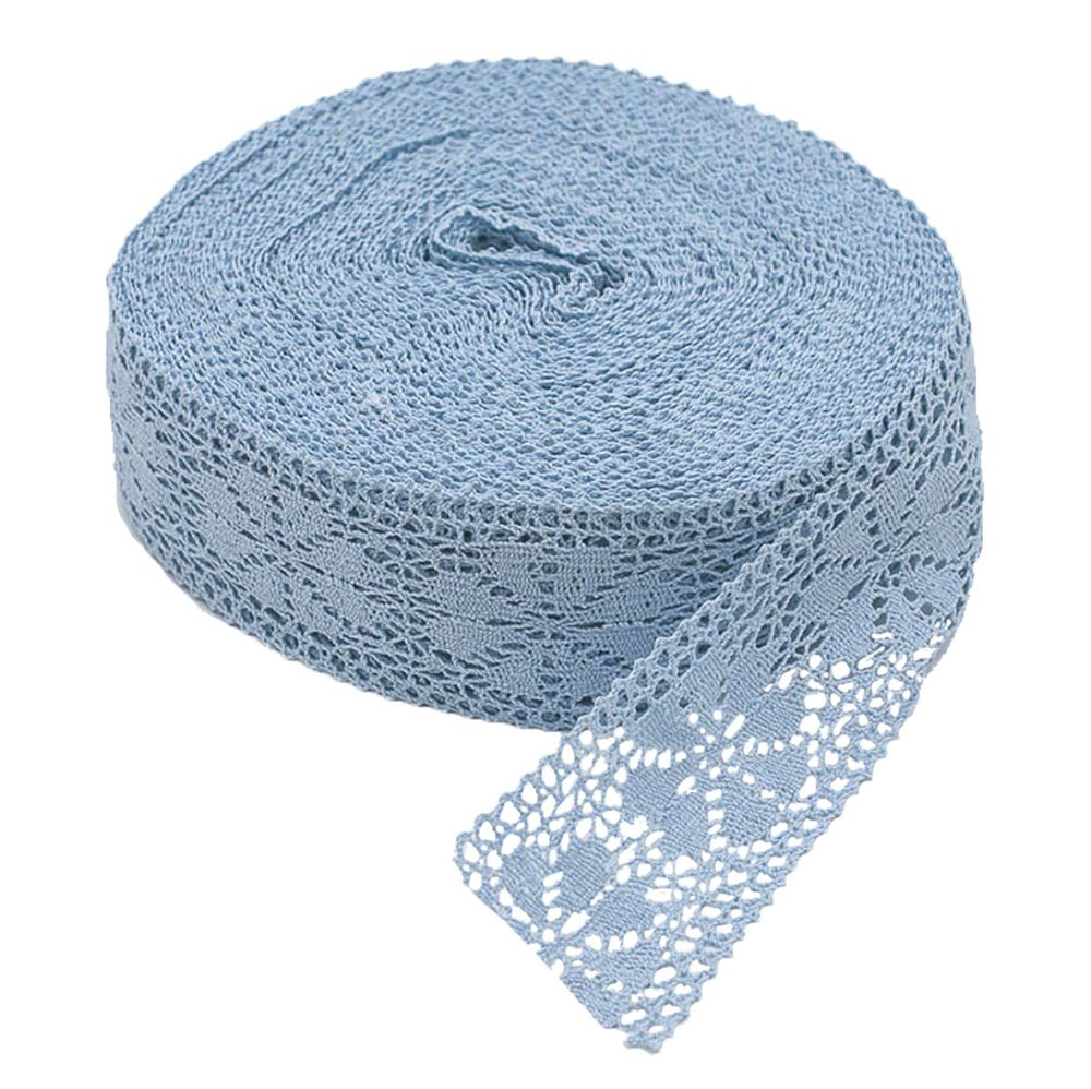 Кружево вязаное (тесьма) хлопковое 60 мм / 25 метров, рис.60.01.178 (голубой) С3749Г17