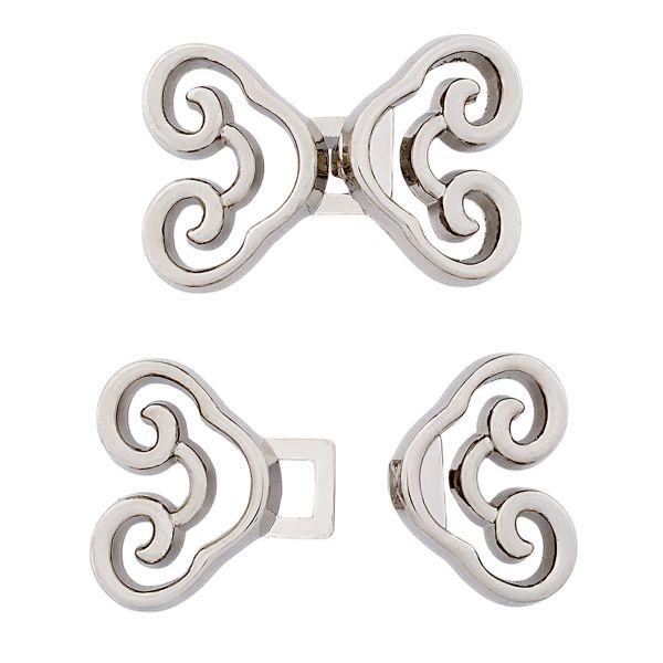 Крючки пришивные декоративные 24х15 мм, серебро (никель), 6 шт