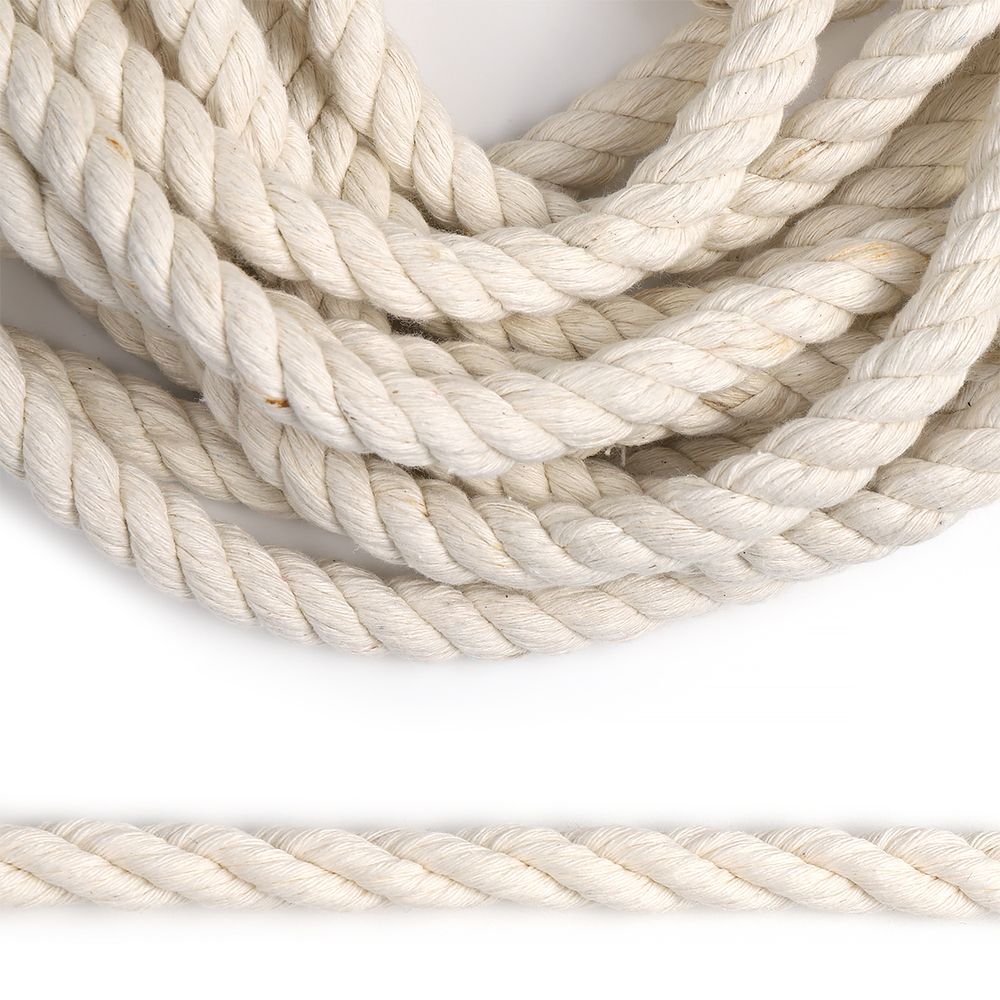 Шнур (канат) хлопковый крученый ⌀14 мм молочный, 5 м