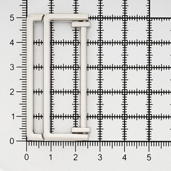 Пряжка прямоугольная 40 мм, металл (Nickel Серебро (никель)), МТ_1872, 6 шт