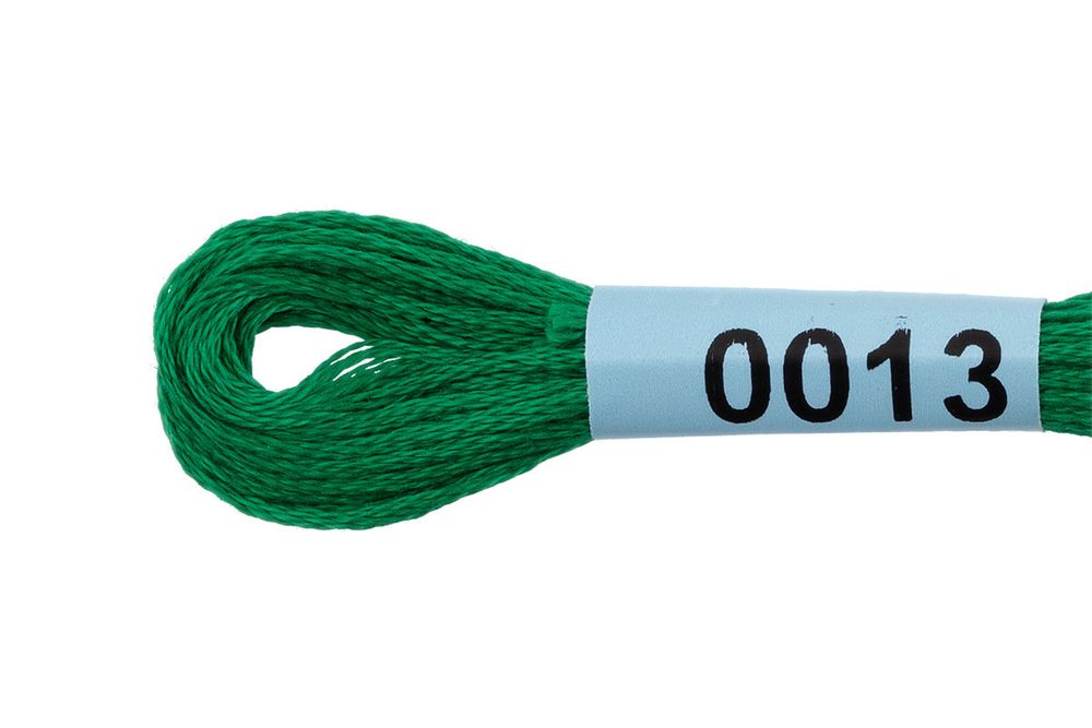 Мулине Gamma 100% хлопок, цв.0013 изумрудный, 24 мотка по 8 метров