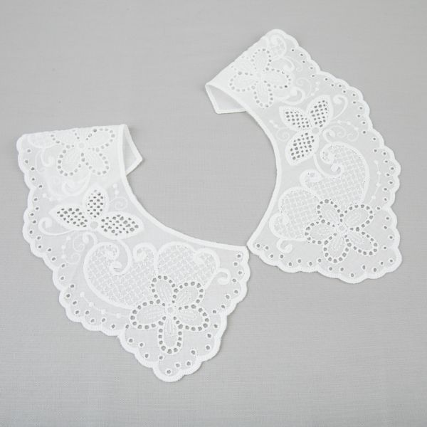 Пришивной кружевной воротник шитьё 120 мм, 5 пар Турция, суровый, Gamma VYEM-27-01M