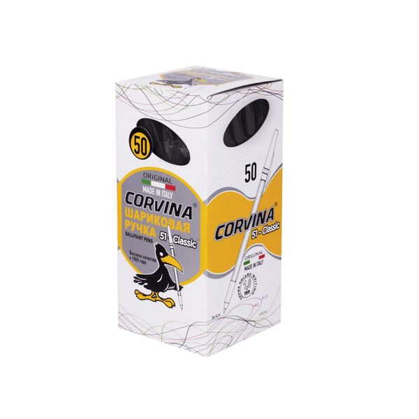 Ручка шариковая 51 Classic 1 мм, 50 шт, 40163/01 черная, Corvina