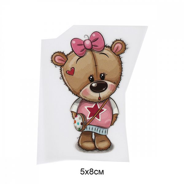 Термотрансфер арт.1268 Медвежонок с бантиком 5х8см, уп.10 шт