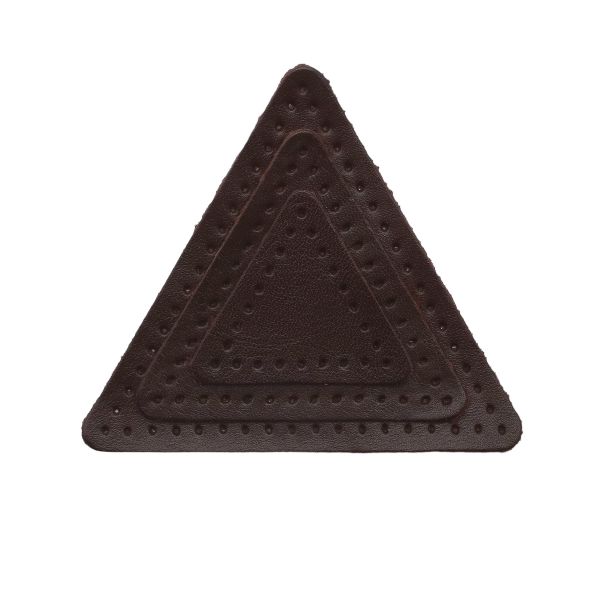 Набор заплаток пришивных из кожи, треугольник равностор. 4, 6 и 8см, с перфорацией, 3 шт (03 темно-коричневый), 9406