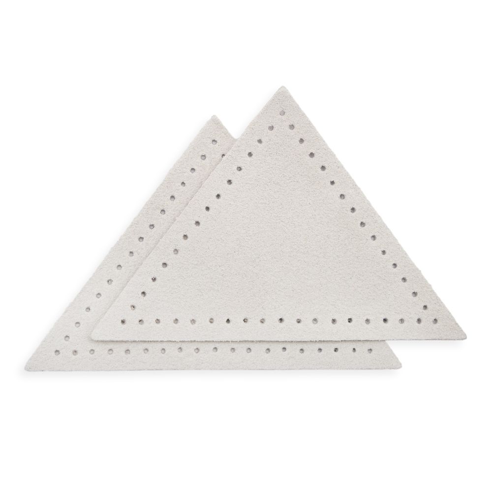 Заплатки пришивные из замши треугольник 8х8х8 см, с перфорацией, 2шт/уп, 25 серо-белый, 59903