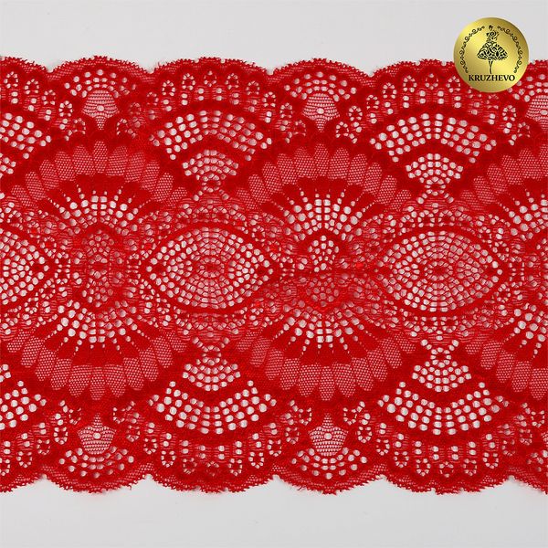 Кружево бельевое эластичное 195 мм / 3 м, TBY.30239, цв.100 красный, Kruzhevo