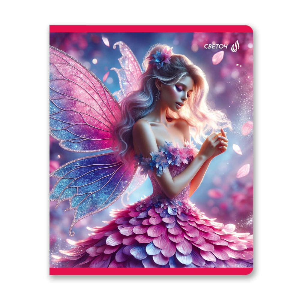 Тетрадь ученическая общая, выборочные блёстки, A5+ 48 л. на скобе 65 г/м², белизна 100 %, 10 шт, клетка, 01129 Микс-Розовый кристалл, Светоч Т83