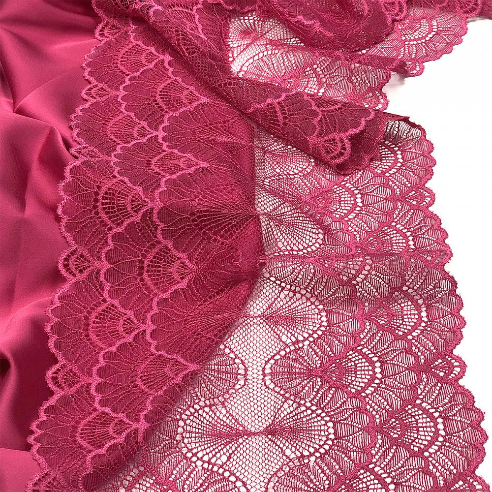 Кружево бельевое эластичное 195 мм / 3 м, 8034 цв.S261 лесная ягода, Kruzhevo