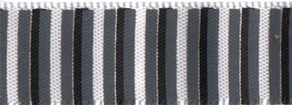 Лента атласная с рисунком 12 мм, 22.8 м, L4/001 полоски/белый, Gamma ALP-122