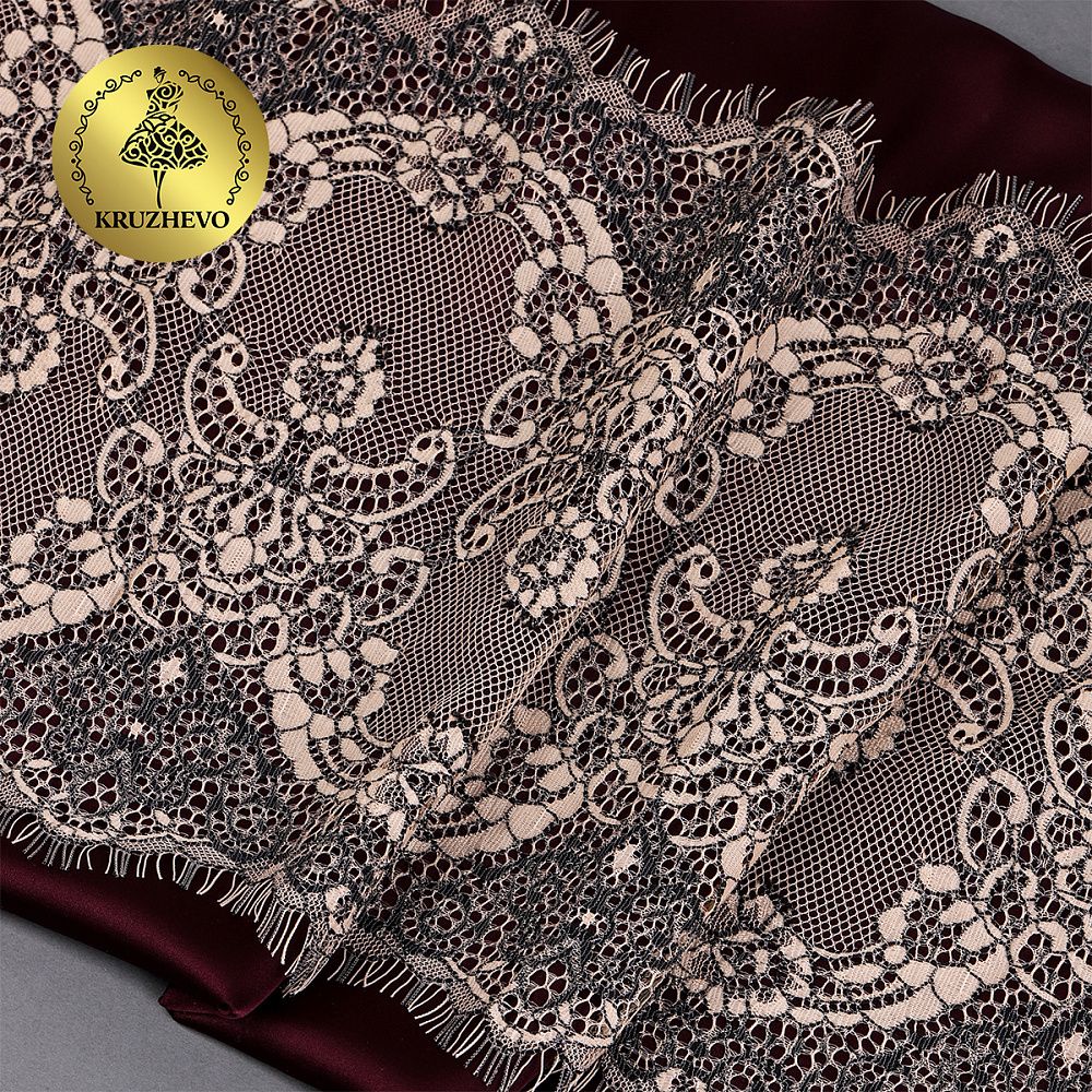 Кружево шантильи (реснички) 230 мм, цв.экрю, уп. 3 м, Kruzhevo