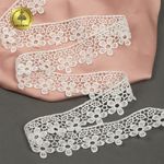 Кружево гипюр (плетёное) 32 мм, 0107 цв.01 белый уп.13,7м, Kruzhevo