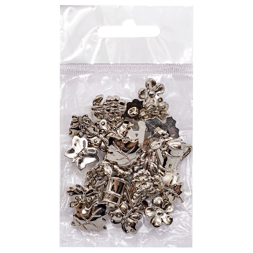 Украшения декоративные пуговицы Сад, AS/серебро, 24 шт