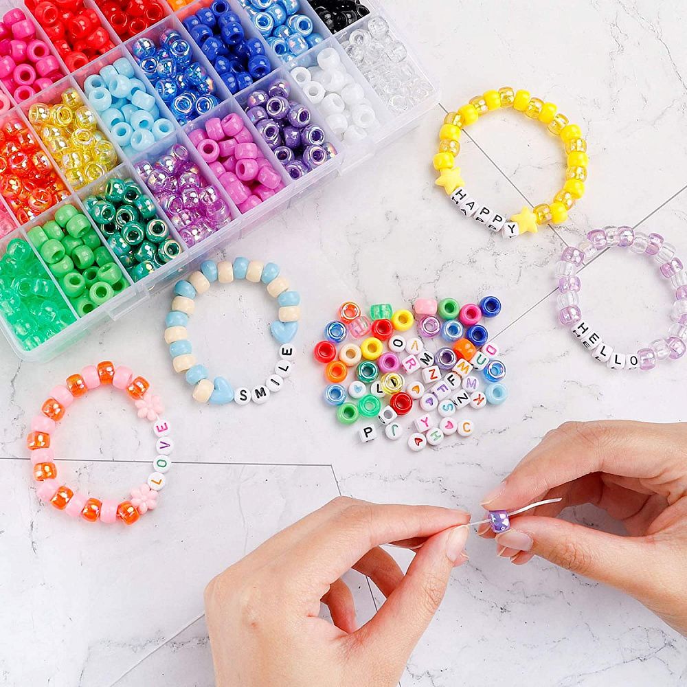 Бусины акрил ⌀7 мм, с английскими буквами ассорти M4H-B004, уп. 40г (300±10 шт), Magic4Hobby