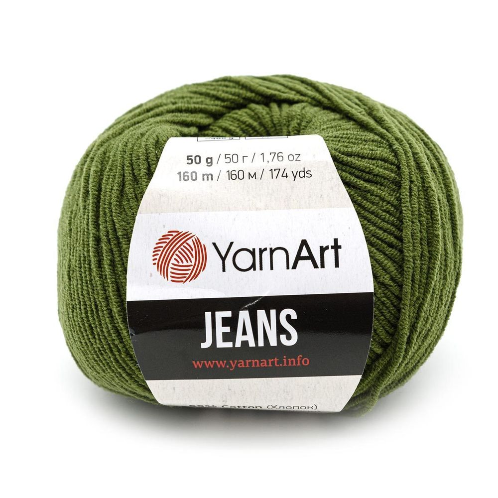 Пряжа YarnArt (ЯрнАрт) Jeans / уп.10 мот. по 50 г, 160м, 82 темно-оливковый