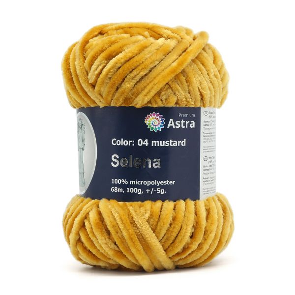 Пряжа Astra Premium (Астра Премиум) Селена / уп.3 мот. по 100 г, 68 м, 04 горчичный
