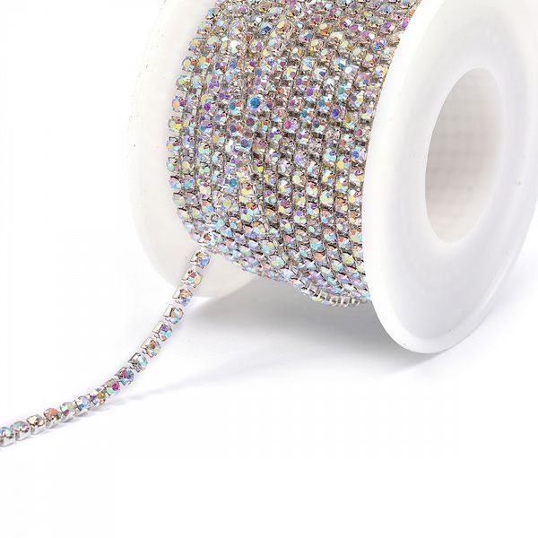 Цепь со стразами 01.SS8.S-2, цв.AB/SILVER, 2.4 мм, 10 м