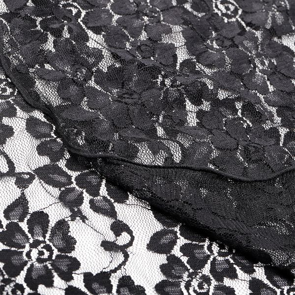 Ткань кружевная стрейч 80 г/м², 150 см / 45 метров, TBY.M0049.02, цв.черный