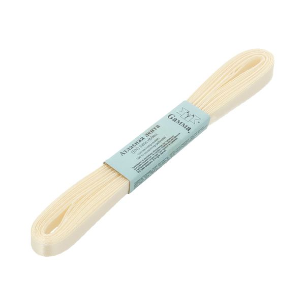 Лента атласная 1-сторонняя 6.0 мм / 10 шт по 5.4 метра, №075 кремовый, Gamma AL-6P