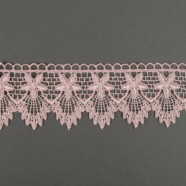 Кружево гипюр (плетёное) 50 мм, диз.8G8420B цв.07 розовый, уп.9м, Kruzhevo
