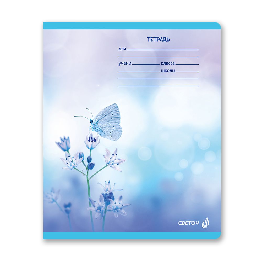 Тетрадь ученическая школьная, A5 12 л. на скобе 65 г/м², белизна 100% 25 шт линия, 01438 Голубая мечта, Светоч Т178