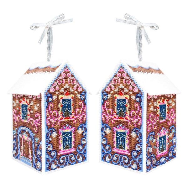 Набор для вышивания нитками МП Студия Р-1169, на пластиковой канве Объёмная игрушка. Домик с узорами, 6х11х6 см