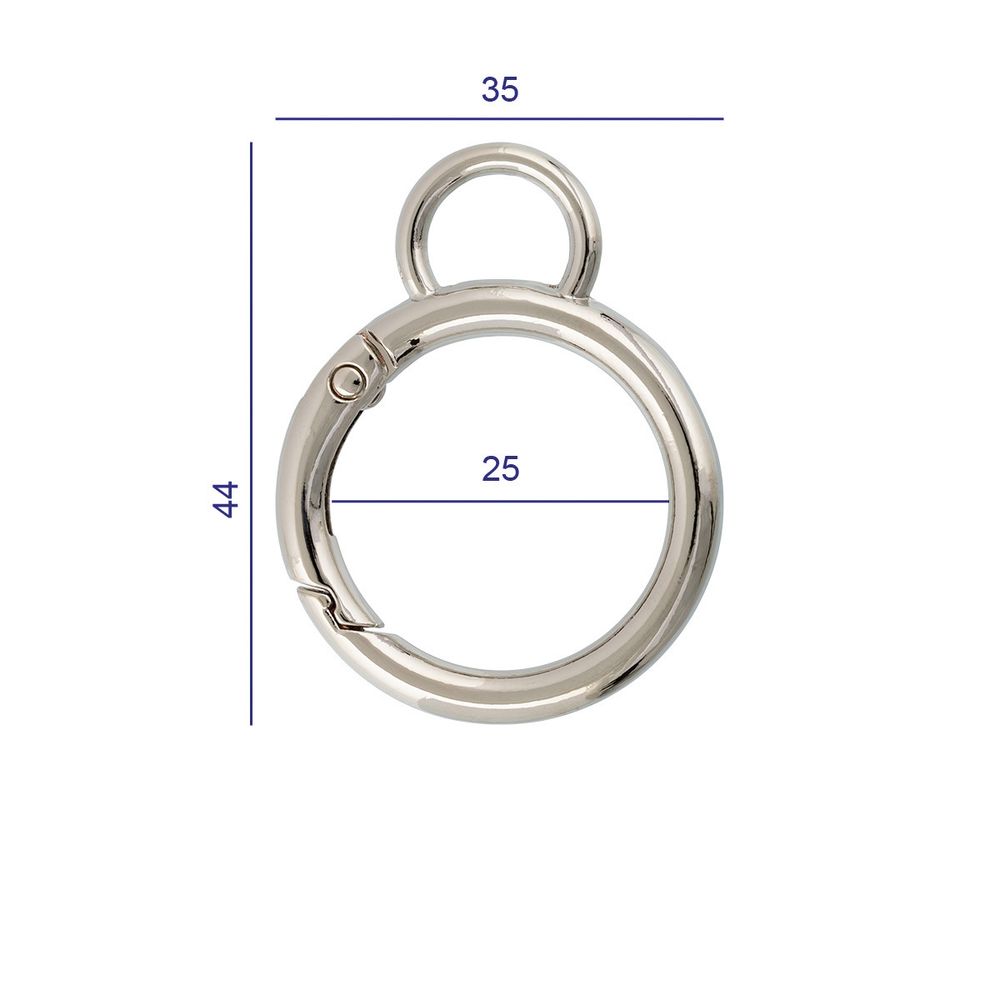 Карабин металл кольцо ⌀25.0 мм (44х35 мм), 10 шт, 04 никель, Gamma GHA-225