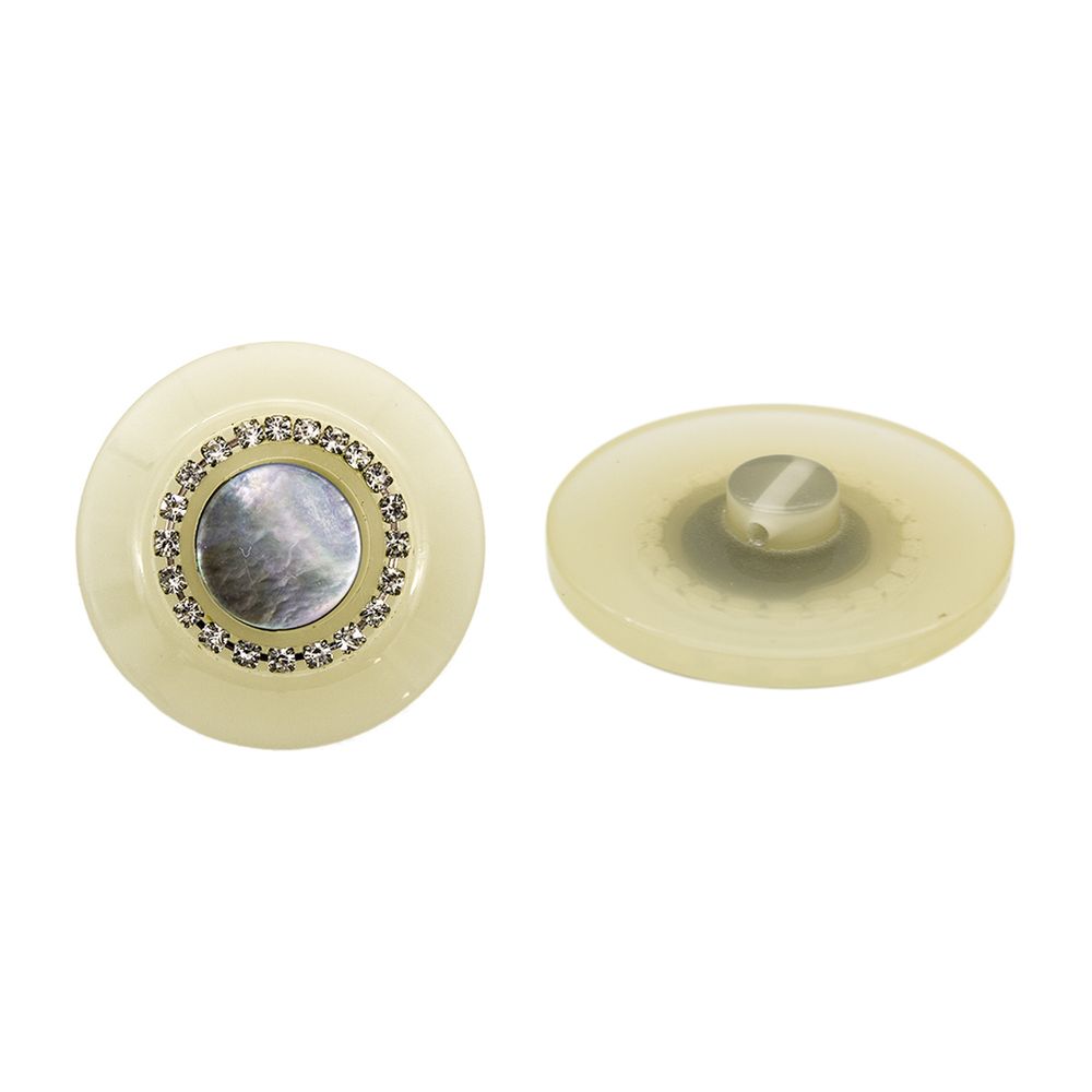 Пуговицы на ножке пальтовые со стразом (пластик) 676413 (белый), 6 шт