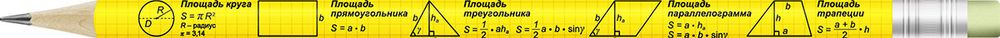 Карандаш графитный круглый с ластиком заточенный ТМ (HB) 12 шт, 3076 Площади фигур 1, ВКФ 1-PR-12Д