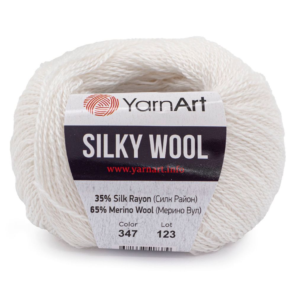 Пряжа YarnArt (ЯрнАрт) Silky Wool, 10х25г, 190м, цв. 347 белый
