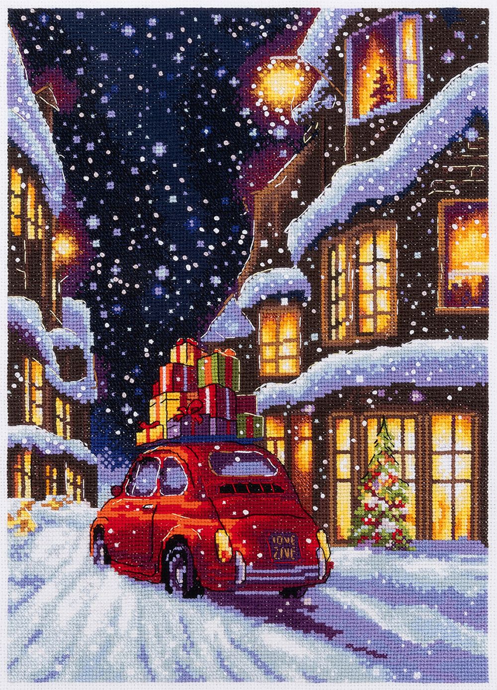 Набор для вышивания нитками Panna PR-7497, Рождественская улочка, 22.5х30 см